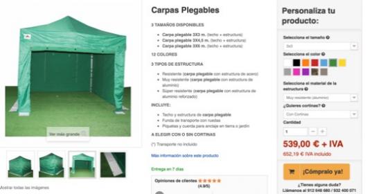 Carpa 3x3 aluminio reforzado